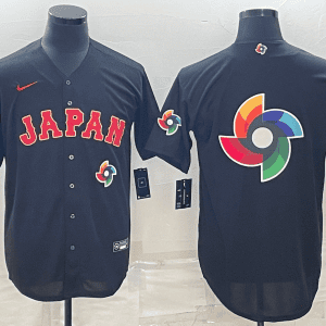 Japan 2023 Black World Big Logo With Patch Classic Stitched Jersey
