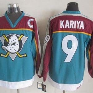 Ducks #9 Paul Kariya Red Turquoise CCM Throwback Stitched Jersey
