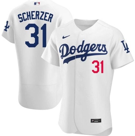 Los Angeles Dodgers #31 Max Scherzer White Flex Base Stitched Baseball Jersey