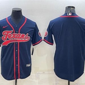 Houston Texans Blank Navy With Patch Cool Base Stitched Baseball Jersey