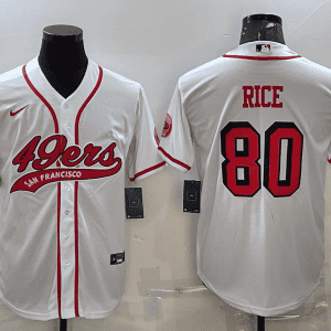 San Francisco 49ers #80 Jerry Rice New White With Patch Cool Base Stitched Baseball Jersey