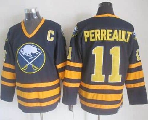 Sabres #11 Gilbert Perreault Navy Blue CCM Throwback Stitched Jersey
