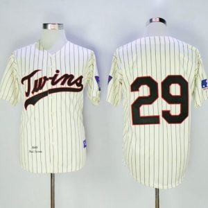 Mitchell And Ness 1969 Twins #29 Rod Carew Cream Throwback Stitched Jersey
