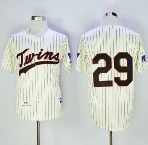 Mitchell And Ness 1969 Twins #29 Rod Carew Cream Throwback Stitched Jersey