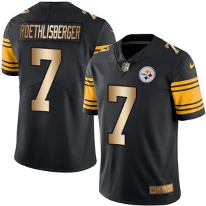 Steelers #7 Ben Roethlisberger Black Stitched Limited Gold Rush Nike Jersey