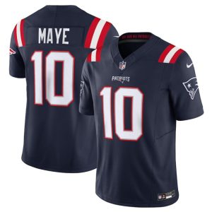 New England Patriots #10 Drake Maye Navy 2024 Draft F.U.S.E. Vapor Limited Stitched Jersey