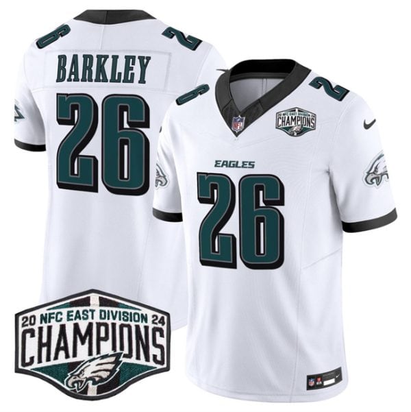 Philadelphia Eagles #26 Saquon Barkley White 2024 New NFC East Champions F.U.S.E. Vapor Untouchable Limited Stitched Jersey
