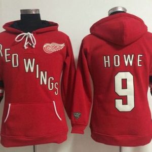 Detroit Red Wings #9 Gordie Howe Red Old Time Heidi NHL Hoodie