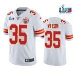 Kansas City Chiefs #35 Jaylen Watson White Super Bowl LVII Patch Vapor Untouchable Limited Stitched Jersey
