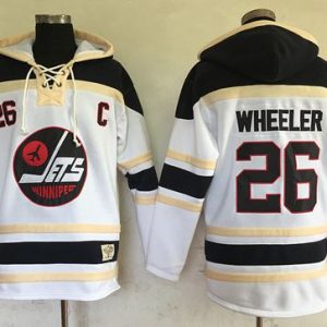 Jets #26 Blake Wheeler White Sawyer Hooded Sweatshirt Stitched Jersey