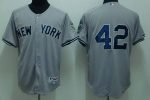 Yankees #42 Mariano Rivera Stitched Grey Jersey