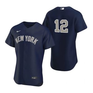 New York Yankees #12 Isiah Kiner-Falefa Navy Flex Base Stitched Jersey