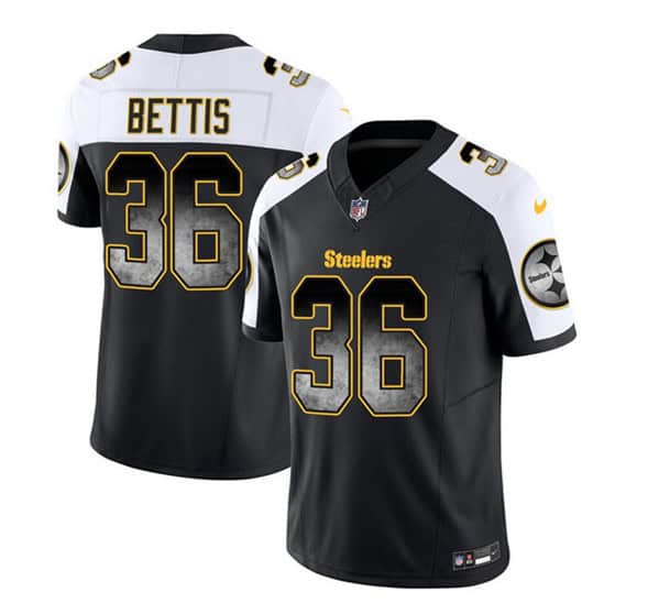 Pittsburgh Steelers #36 Jerome Bettis Black White 2023 F.U.S.E. Smoke Vapor Untouchable Limited Stitched Jersey