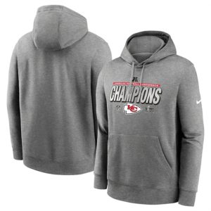Kansas City Chiefs Heather Gray 2024 AFC Champions Locker Room Trophy Pullover Hoodie