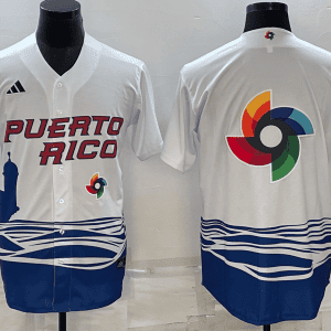Puerto Rico 2023 White World Big Logo Classic Stitched Jersey