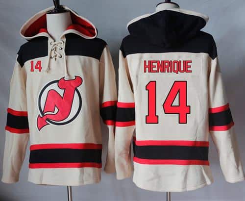 Devils #14 Adam Henrique Cream Sawyer Hooded Sweatshirt Stitched Jersey