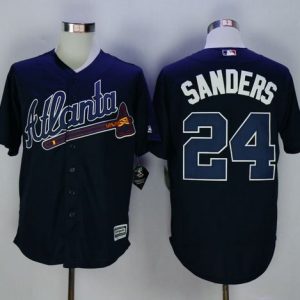 Braves #24 Deion Sanders Navy Blue New Cool Base Stitched Jersey
