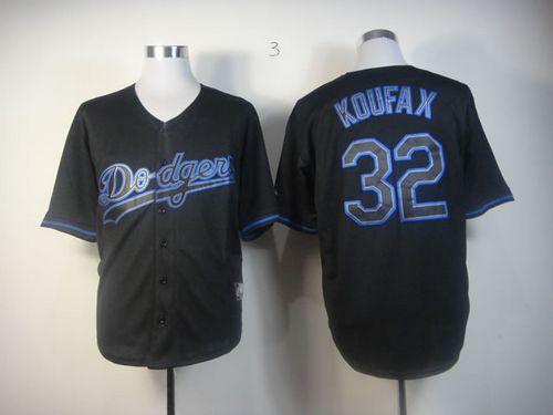 Dodgers #32 Sandy Koufax Black Fashion Stitched Jersey