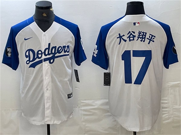 Los Angeles Dodgers #17 ´ó¹ÈÏèÆ½ White Blue Vin Patch Cool Base Stitched Jersey