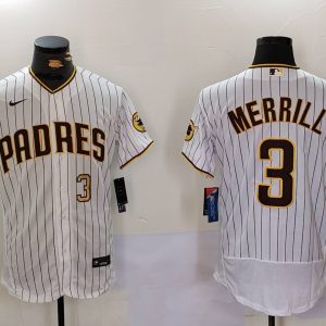 San Diego Padres #3 Jackson Merrill White Flex Base Stitched Jersey