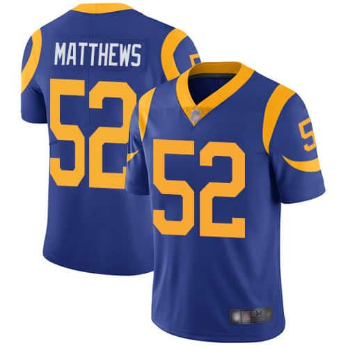 Los Angeles Rams #52 Clay Matthews Royal Blue Vapor Untouchable Limited Stitched Jersey