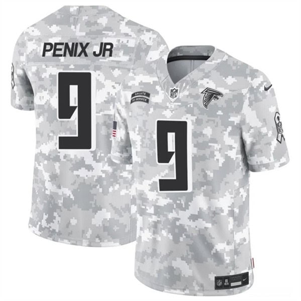 Atlanta Falcons #9 Michael Penix Jr. 2024 F.U.S.E. Arctic Camo Salute To Service Limited Stitched Jersey
