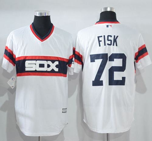 White Sox #72 Carlton Fisk White New Cool Base Alternate Home Stitched Jersey