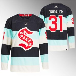 Seattle Kraken #31 Philipp Grubauer Deep Sea Blue 2024 Winter Classic Primegreen Stitched Jersey