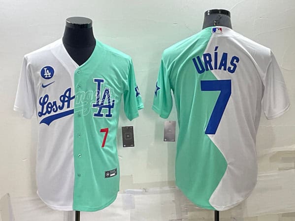 Los Angeles Dodgers #7 Julio Ur¨ªas White Green 2022 All-Star Cool Base Stitched Baseball Jersey