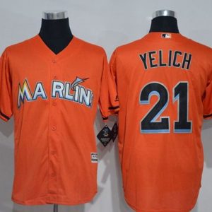 Marlins #21 Christian Yelich Orange New Cool Base Stitched Jersey