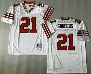 Atlanta Falcons #21 Deion Sanders White 1989 Throwback Jersey