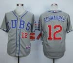 Cubs #12 Kyle Schwarber Grey Cool Base Stitched Jersey