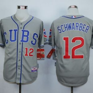 Cubs #12 Kyle Schwarber Grey Cool Base Stitched Jersey