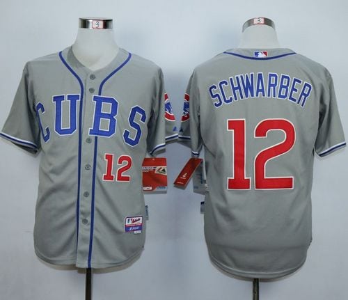Cubs #12 Kyle Schwarber Grey Cool Base Stitched Jersey