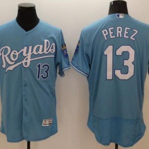 Kansas City Royals Blue #13 Salvador Perez Flex Base Stitched Jersey