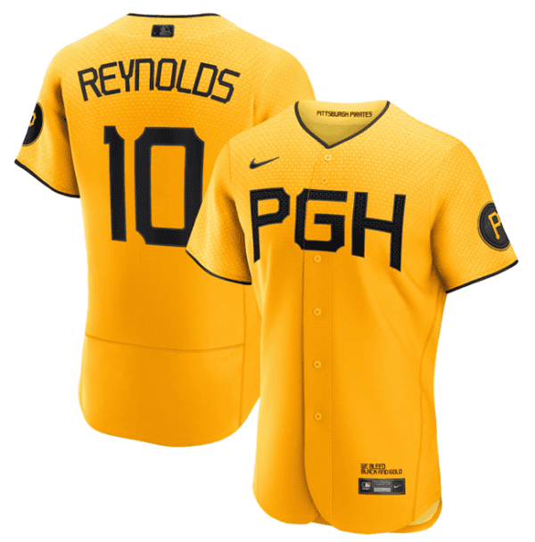 Pittsburgh Pirates #10 Bryan Reynolds Gold 2023 City Connect Flex Base Stitched Jersey