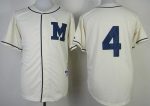 Brewers #4 Paul Molitor Cream 1913 Turn Back The Clock Stitched Jersey