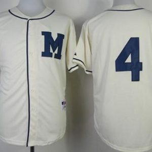 Brewers #4 Paul Molitor Cream 1913 Turn Back The Clock Stitched Jersey