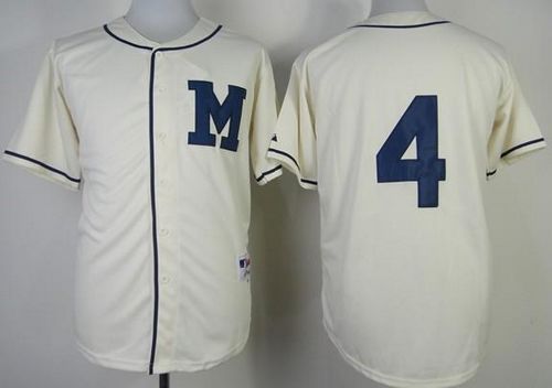 Brewers #4 Paul Molitor Cream 1913 Turn Back The Clock Stitched Jersey