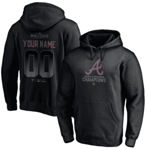Atlanta Braves Black 2021 World Series Champions Custom Name Number Pullover Hoodie