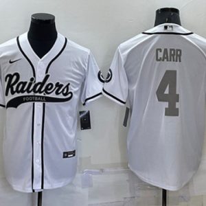 Las Vegas Raiders #4 Derek Carr White Gray Cool Base Stitched Baseball Jersey