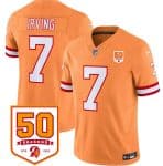 Tampa Bay Buccaneers #7 Bucky Irving Orange 2025 F.U.S.E. 50th Anniversary Patch Vapor Untouchable Limited Football Stitched Jersey