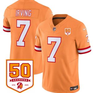 Tampa Bay Buccaneers #7 Bucky Irving Orange 2025 F.U.S.E. 50th Anniversary Patch Vapor Untouchable Limited Football Stitched Jersey