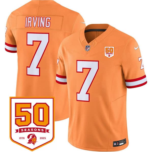 Tampa Bay Buccaneers #7 Bucky Irving Orange 2025 F.U.S.E. 50th Anniversary Patch Vapor Untouchable Limited Football Stitched Jersey