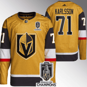 Vegas Golden Knights #71 William Karlsson Gold 2023 Stanley Cup Champions Stitched Jersey