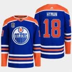 Edmonton Oilers #18 Zach Hyman Royal 2024 Stanley Cup Final Patch Stitched Jersey