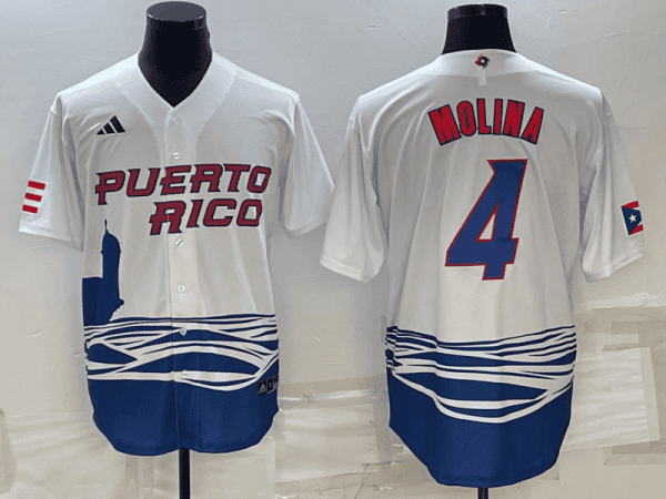Puerto Rico #4 Yadier Molina 2023 White World Classic Stitched Jersey