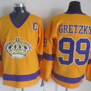 Kings #99 Wayne Gretzky Yellow CCM Throwback Stitched Jersey