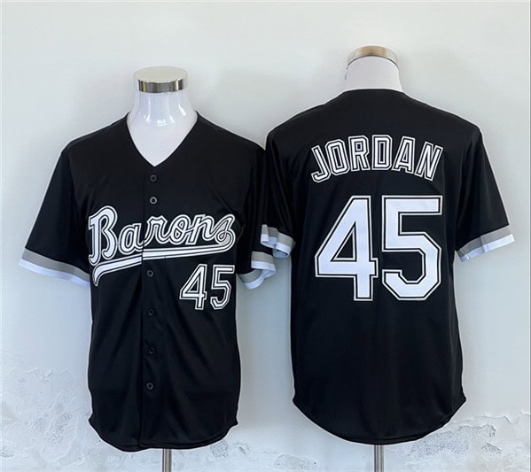 Birmingham Barons #45 Michael Jordan Black Throwback Stitched Jersey
