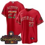 Houston Astros Custom Red Mexico With World Serise Champions Patch Cool Base Stitched Jersey